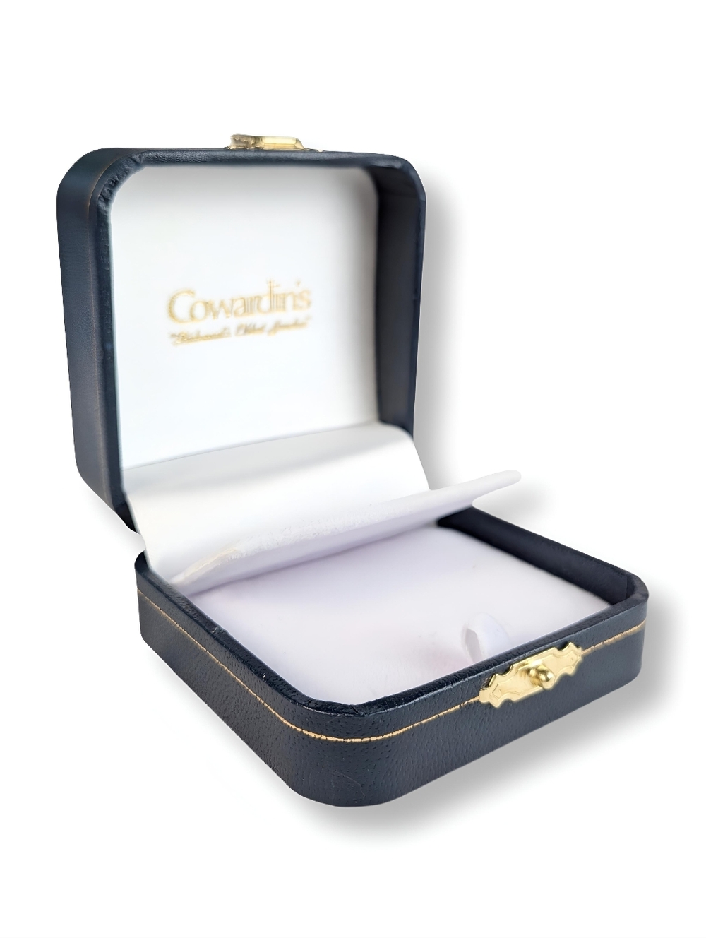 Cowardin's Jewelry Earring Box in Navy with Gold Trim - Box Only